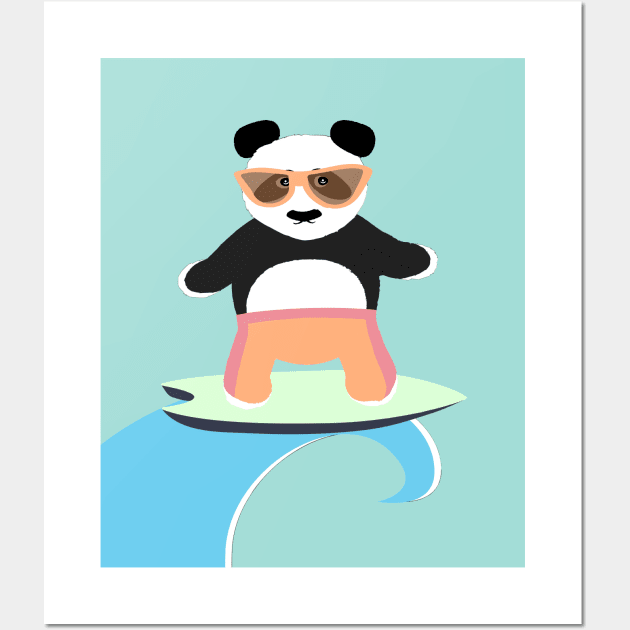 Relaxed Surfing Panda with Sunglasses Wall Art by so_celia